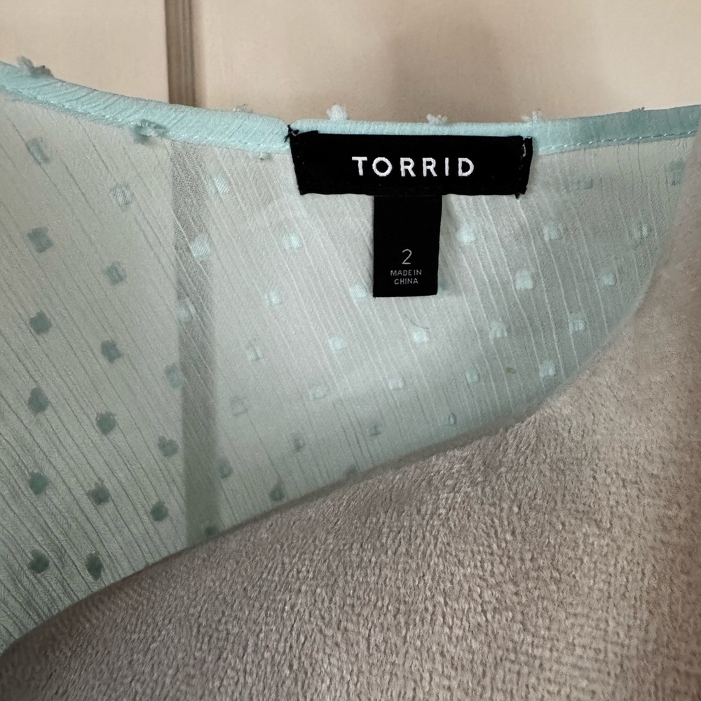 Torrid Baby Blue Robe Retro Polka Dot Lounge Feminine Romantic Chiffon Wedding - Picture 15 of 15